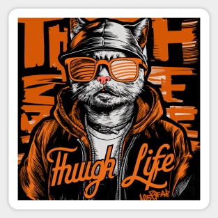 Thug Life Cat Design in Vibrant Colors Sticker